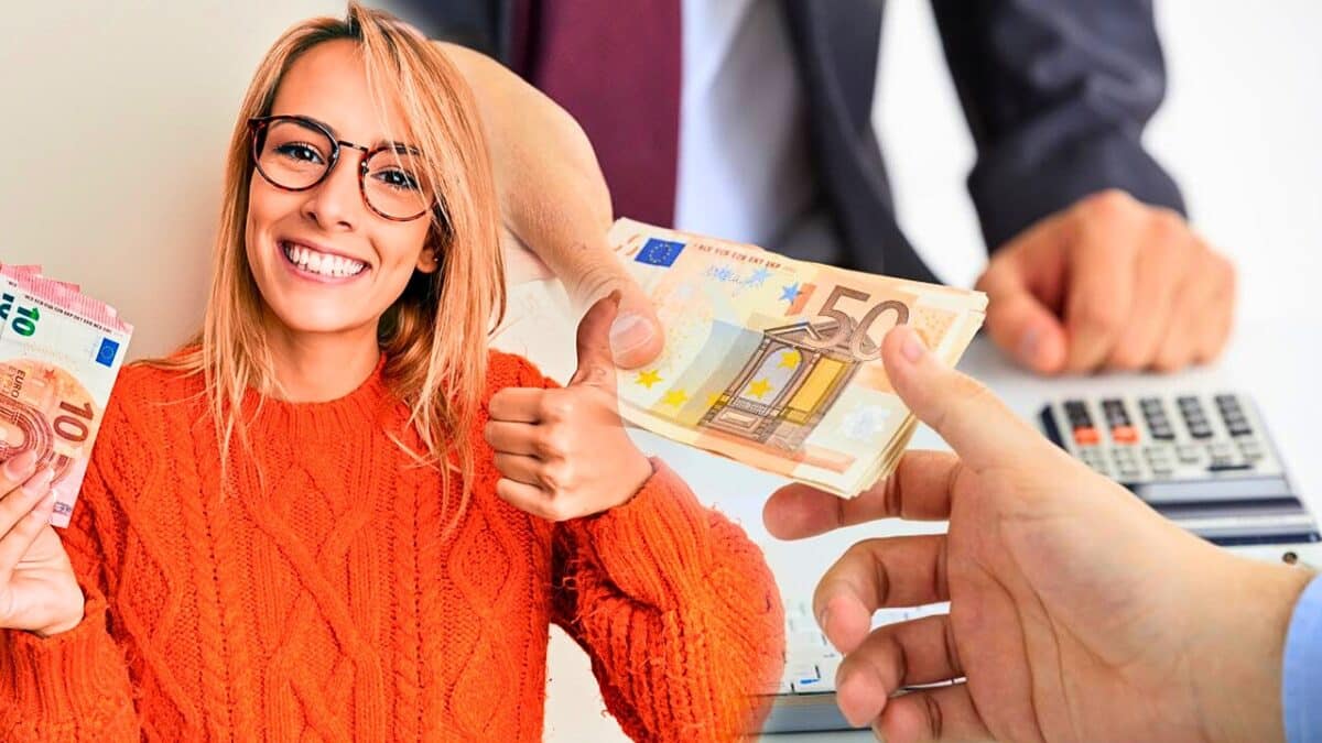 aides sociales femme et billet en main
