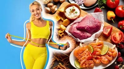 aliments riches et sain femme en forme
